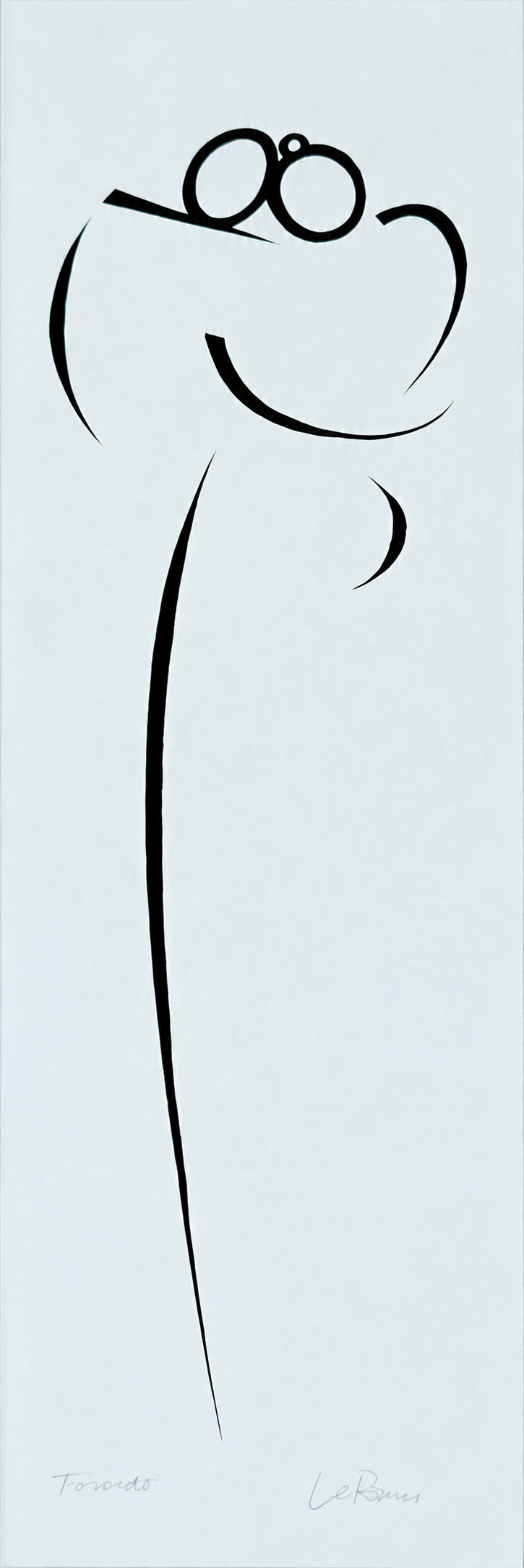 Two figures held in an embrace, drawn in a continuous black line