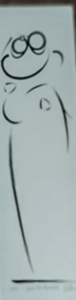 Abstract standing figure drawn with minimal black brush lines